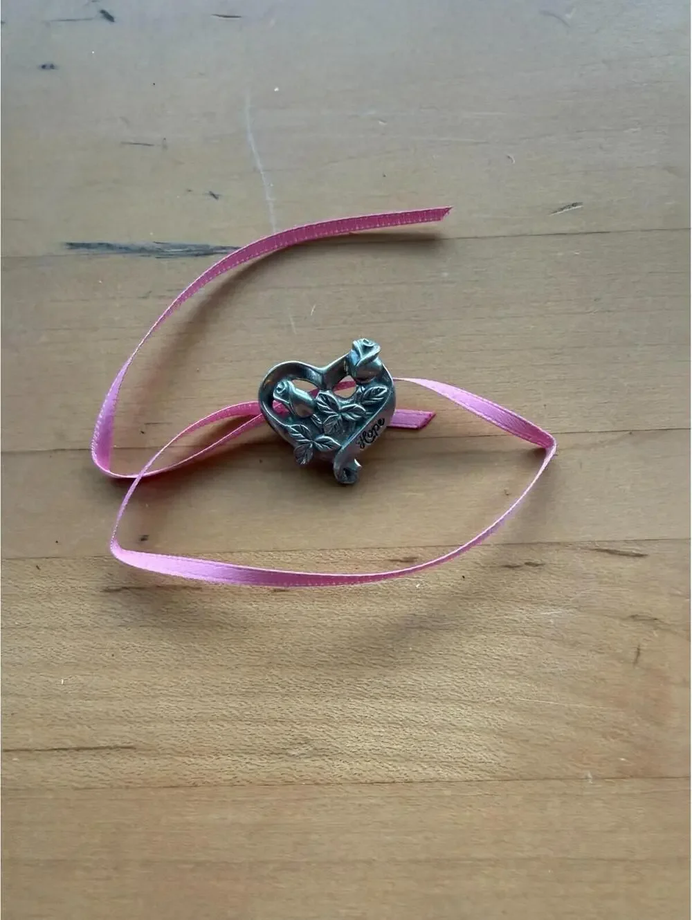 Longaberger Hoirzon of Hope Heart Pewter Pin/Tie-On